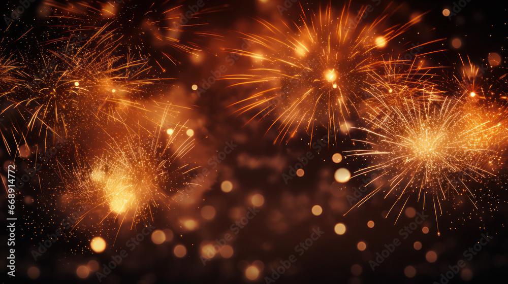 Fototapeta premium Fireworks in the night sky background. Generative AI