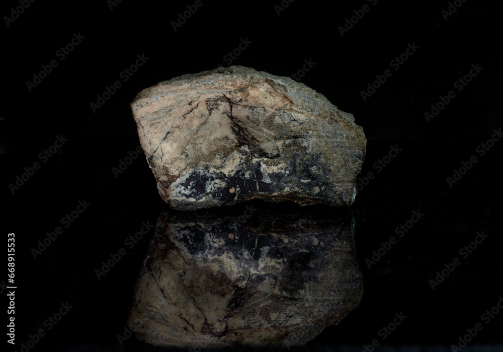 mineral piece silver natural black background