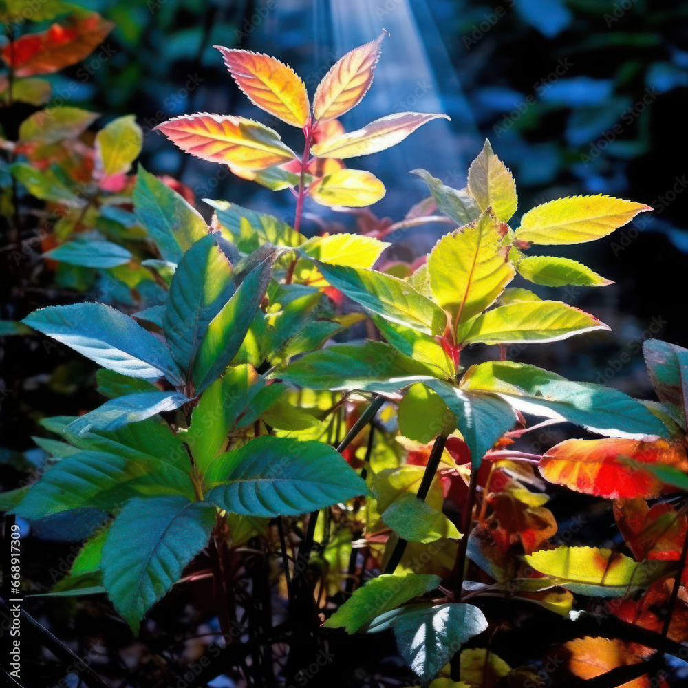Backlit leaves in a forest highlighting
Backlit leaves in a forest highlighting