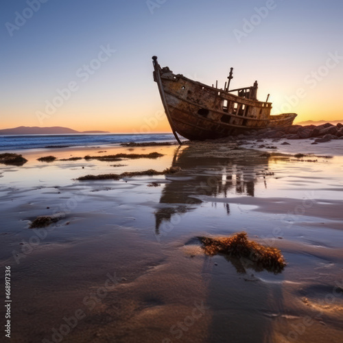 Abandoned shipwreck on a deserted beach captured   © Sekai