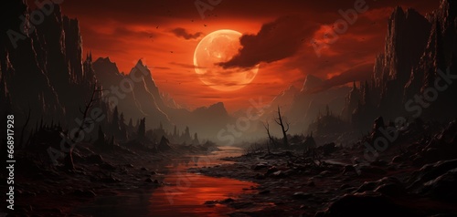 "Crimson Horizon: The Edge of a Dreamy Wilderness"