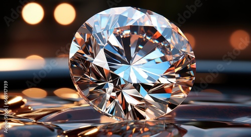 A diamond displayed on a white surface