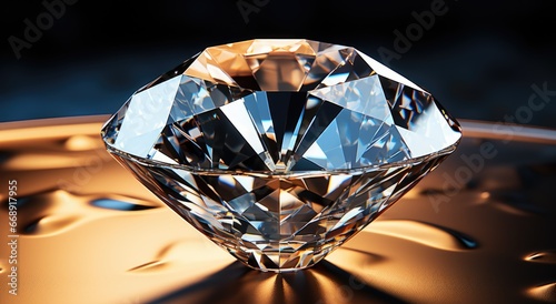 A diamond displayed on a white surface