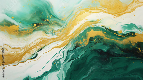 Modern green marble with gold texture, Watercolor abstract background, Nordic emerald green and gold for decorative, 3D painted artificial marbled surface, Generated AI.