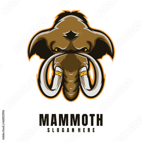 Illustration Head Mammoth Mascot Logo
