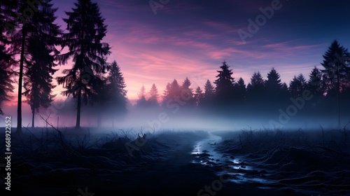 Mystical Mornings  Early Fog Enveloping a Forest and Lake