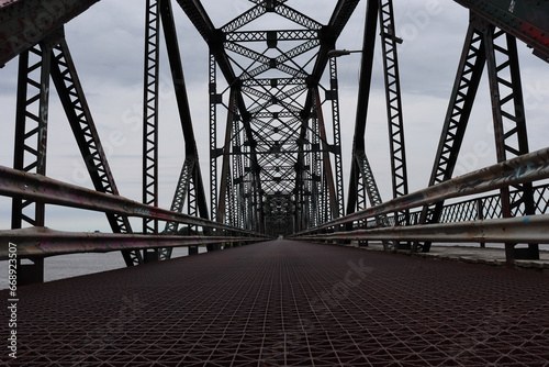 metal bridge on a cloudy day