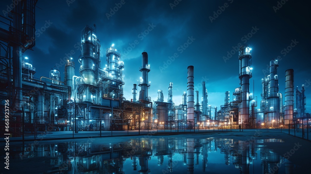 Industrial oil refinery. Energy generation