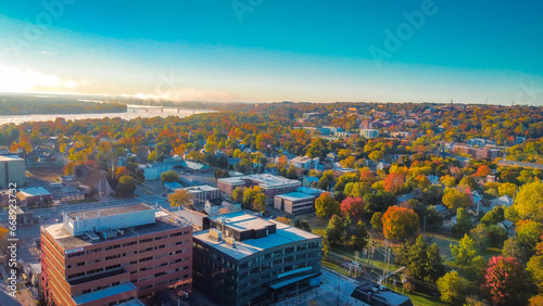 Canadian Fall aerial view of Fredericton, New Brunswick