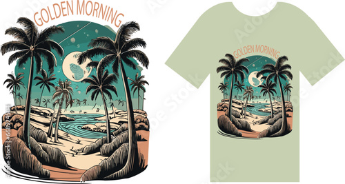 mesmerizing t-shirt design that embodies the enchanting allure of a golden morning, evoking feelings of peace and bliss