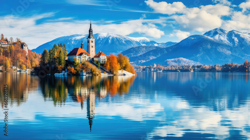 Beautiful lake europe scenery landscape  photo