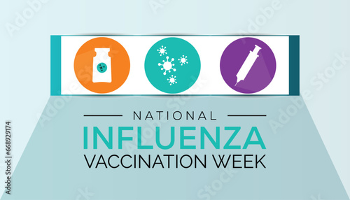 Vector illustration on the theme of National Influenza Vaccination week observed each year during December.banner, Holiday, poster, card and background design.