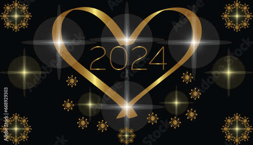Greeting card Happy New Year 2024.With colorful truncated number illustrations .happy new year.
