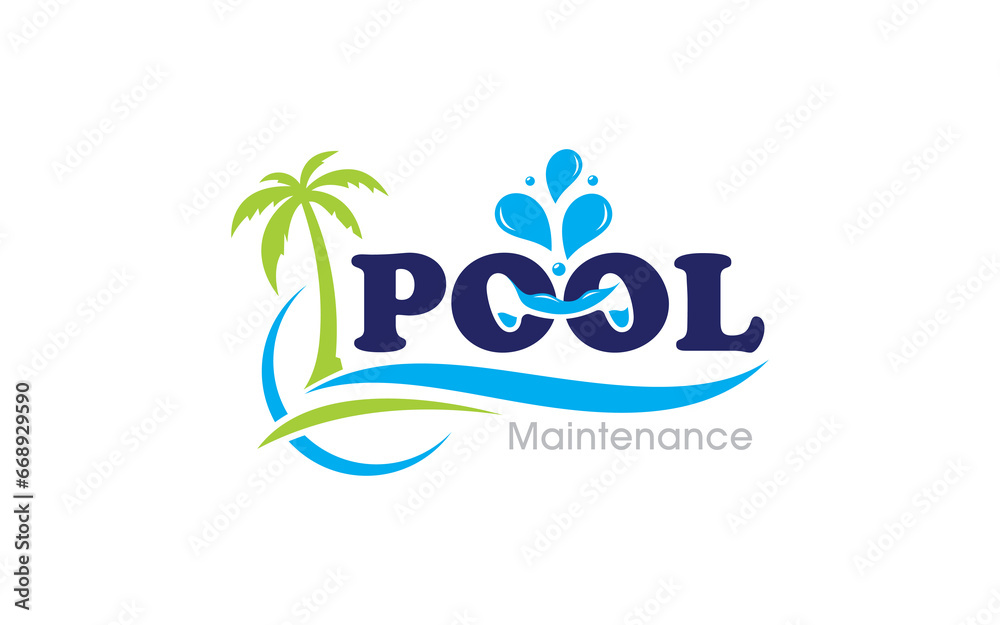 Naklejka premium Illustration vector graphic of swimming pool cleaning service logo vector template 01