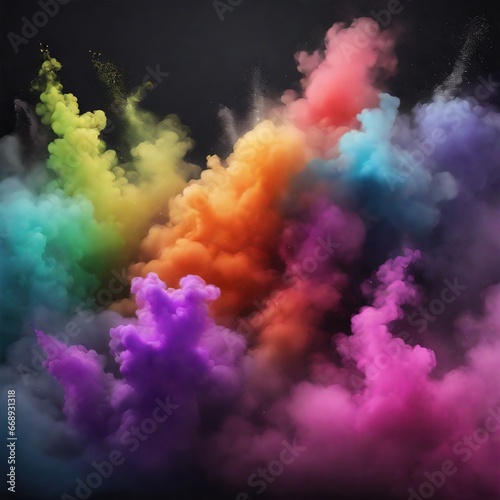 Beautiful wallpaper of colorful smoke over a dark background. 