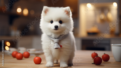 Cute small white puppy