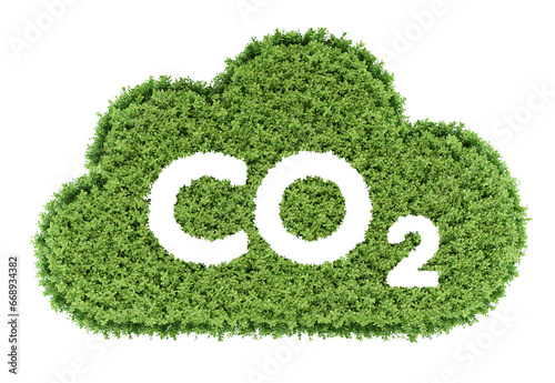 Ecology natural cloud with CO2 carbon dioxide inside image concept 3d rendering on white background	