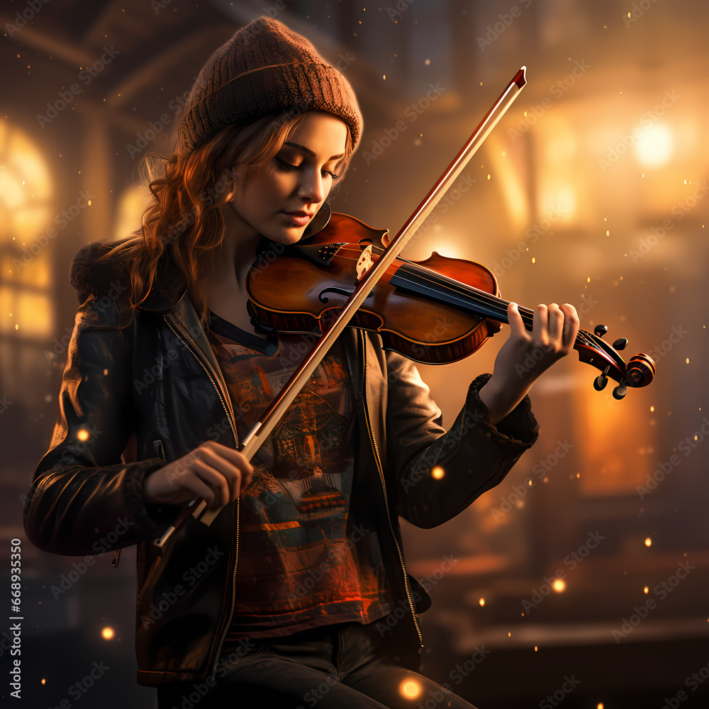 Fototapeta premium Women Playing Violin