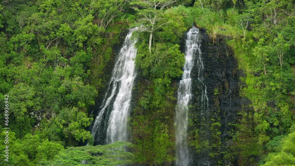 Beautiful Hawaiian Waterfalls On Rocky Ledge - Still Shot Beautiful Hawaiian Waterfalls On Rocky Ledge - Still Shot
