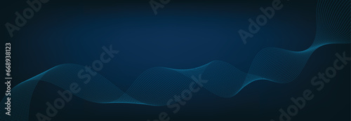 Abstract Banner Template with Blue wavy lines. Technology Banner. © VectorStockStuff