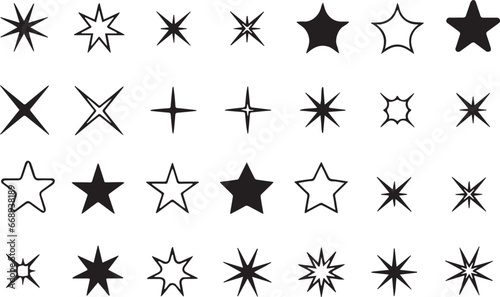Collection of stars in black variety of designs
