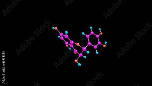 Taxifolin molecule rotating video Full HD on black