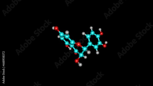 Taxifolin molecule rotating video Full HD