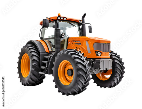 Tractor farm isolated on a transparent background  Agricultural tractor. Generative AI