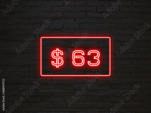 $63 のネオン文字