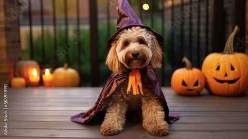 Golden Doodle Dog Dressed in an Adorable Halloween Costume 2 photo