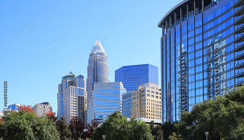 Charlotte, North Carolina uptown skyline. 