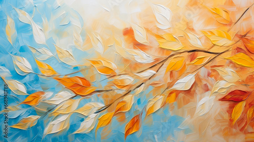 Autumn Abstract Background, Oil Brushstroke Painting Texture