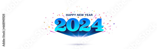 Happy new year 2024 Creative Concept. 2024 3d typography design standout, riseup with sparkle and confetti background. © New concept & ideas