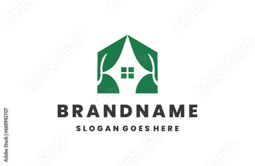 Leaf home logo template vector illustration design