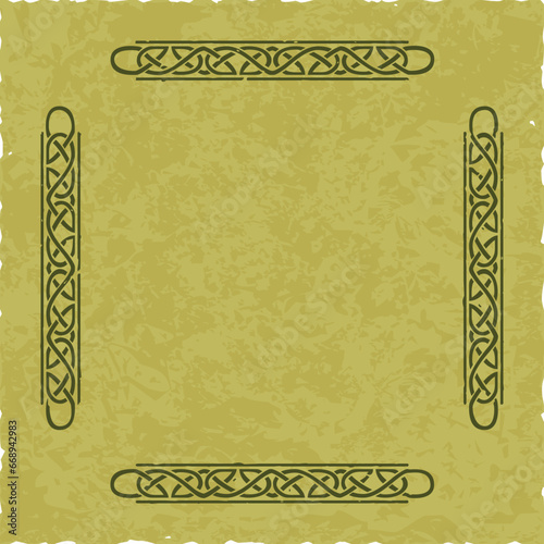 Square Celtic Frame on Green Parchment
