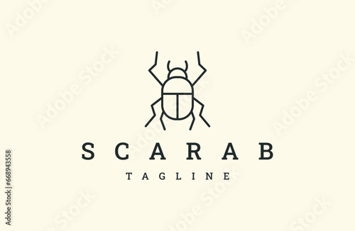 Scarab beetle logo design template vector illustration