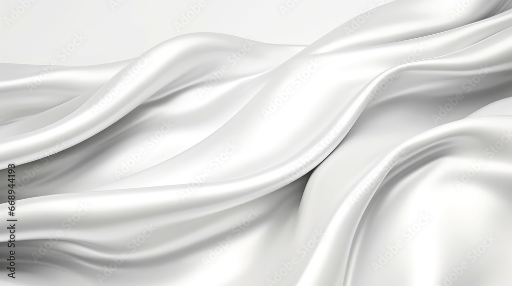 Obraz premium Close up of silver silk background, Abstract white cloth fabric wave