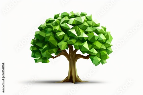 Abstract low poly tree isolated on white background