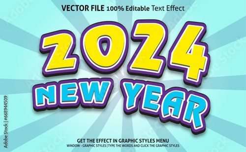 2024 new year 3d text effect and editable text effect
