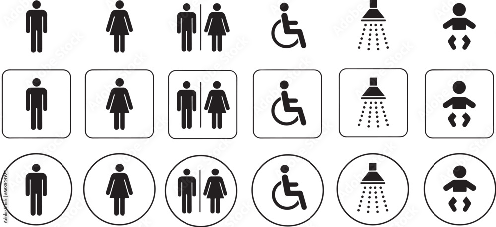 bathroom icons, plumbing multiple shapes bathroom icons, plumbing multiple shapes
