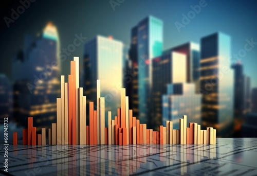 Business real estate building property investment growth graph on skyscraper 3d architecture