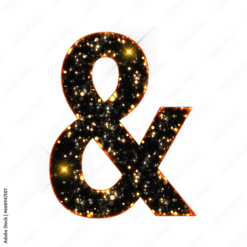 Sparkling bokeh and ampersand symbol isolated on transparent background. This is a part of a set which also includes letters, numbers, shapes, and frames Sparkling bokeh and ampersand symbol isolated on transparent background. This is a part of a set which also includes letters, numbers, shapes, and frames