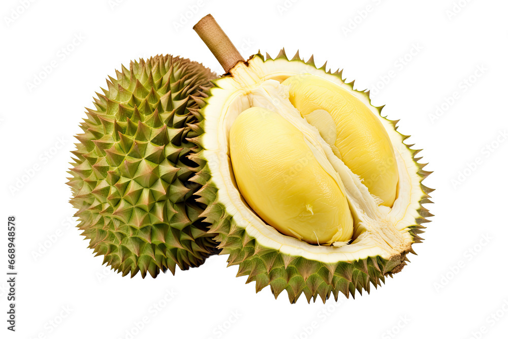 Fototapeta premium Green fresh durian isolated on white background
