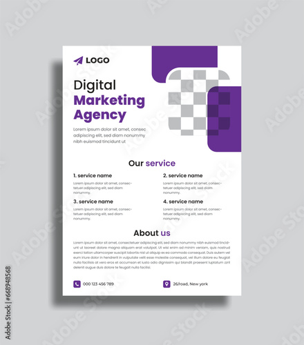 digital marketing flyer template. vector marketing agency creative flyer design.
