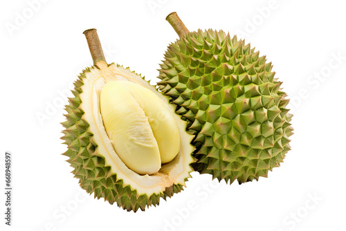 Green fresh durian isolated on white background