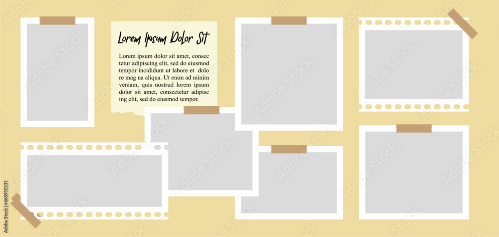 Pictures or photos frame collage. comics page grid layout abstract photo frames and digital photo wall template
