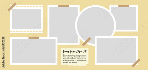 Pictures or photos frame collage. comics page grid layout abstract photo frames and digital photo wall template
