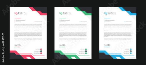 Modern letterhead design template with color variation bundle. Creative letterhead design template for your business. Abstract letterhead design template.