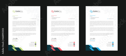 Corporate modern letterhead design template with color variation bundle. Creative letterhead design template for your business. Abstract letterhead design template.