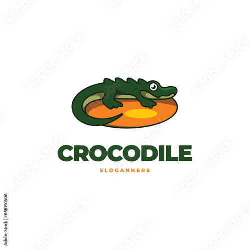 crocodile cute logo vector